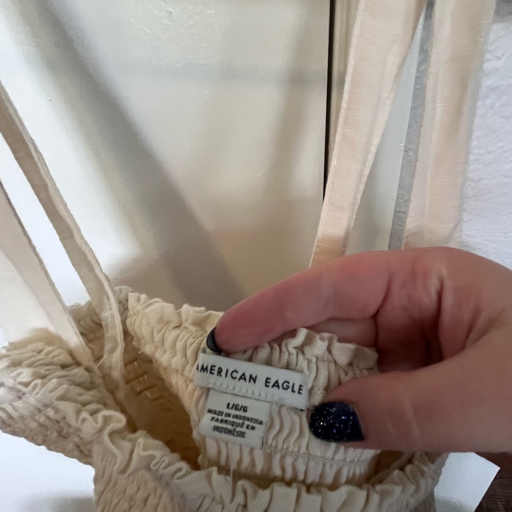 American Eagle Outfitters Cream Smocked Sundress - Picture 6 of 7